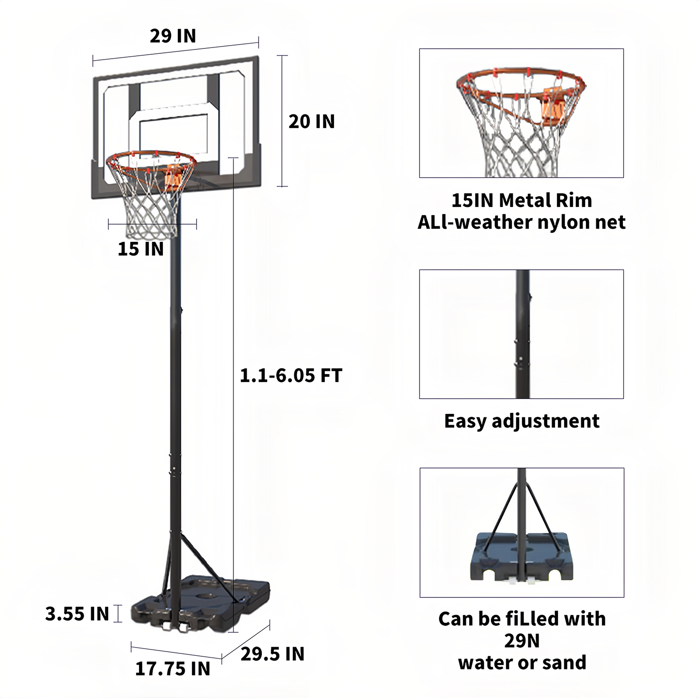 طوق كرة سلة بالجملة، نظام طوق  - مراجعة Basketball Hoop وسعره